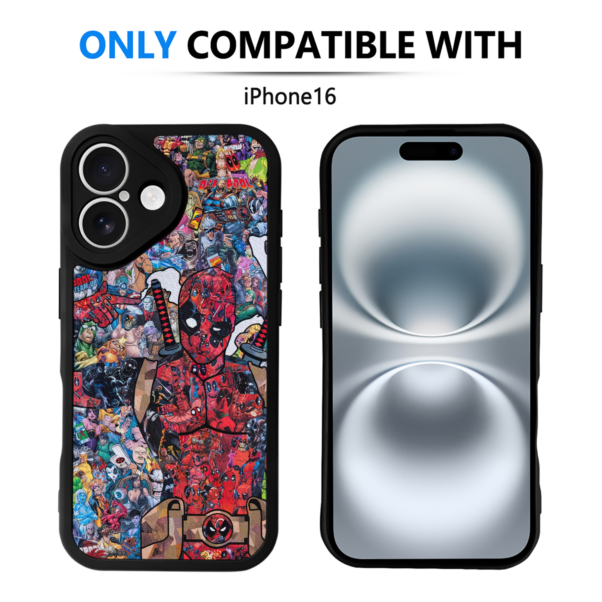 （画像用） Deadpool デッドプール 【iPhone 16シリーズ対応】シリコンスマホケース（レザー調） 材質：シリコン